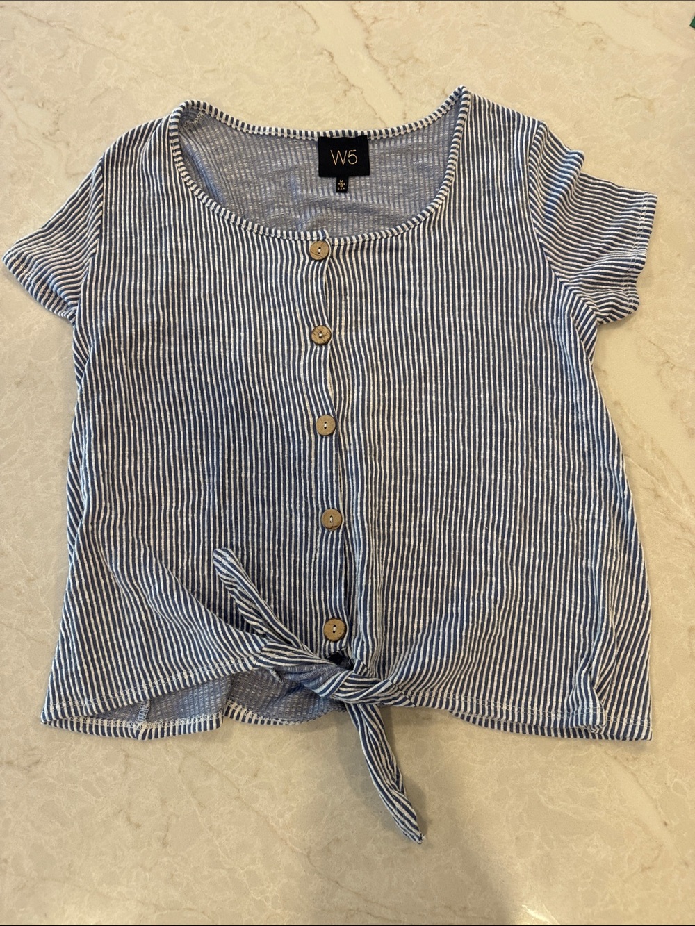 Anthropologie | W5 striped tie front top